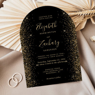 Den moderna marschen Guld Glitter Kant i,, Bröllop Inbjudningar