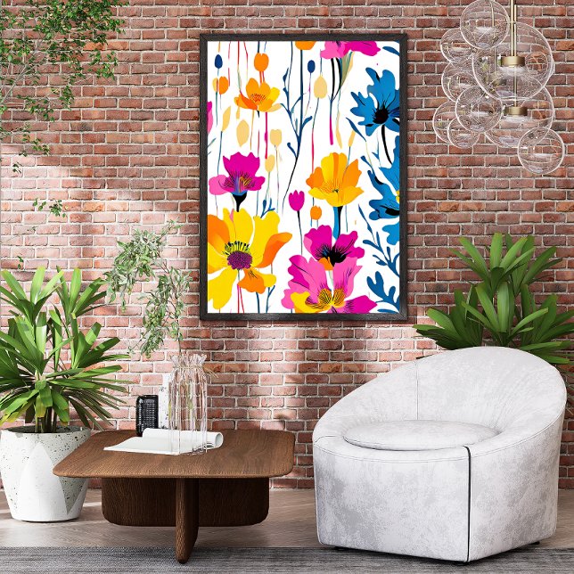 Den moderna maximalistfärgade Blommigten Bläck Art Poster (Skapare uppladdad)