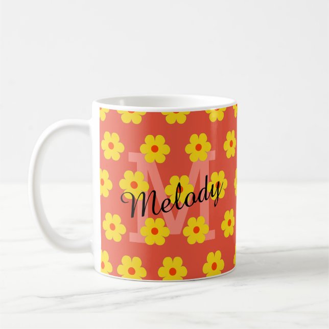 Den moderna medelårhundradets söta blommigt - börj kaffemugg (Vänster)
