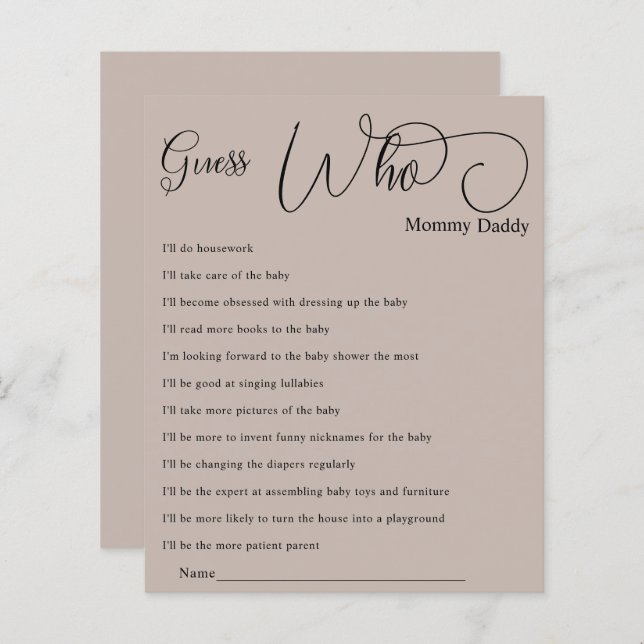 Den moderna minimala babyvisaren för kalligrafi gi (Fram/baksida)