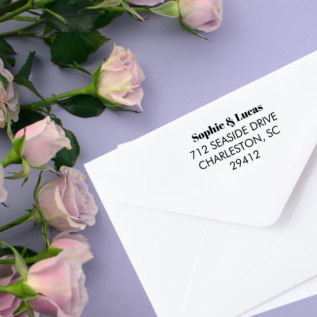 Den moderna minimala Bröllop par Namn-Returadresse Stämpel (Minimal Couple Return Address )