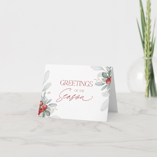 Den moderna minimala Eleganten julgrön Helgkort (Framsida)