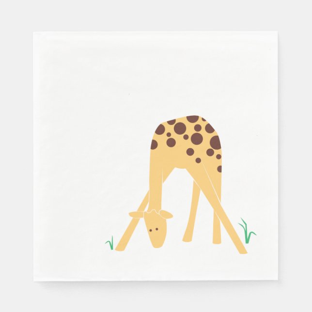 Den moderna minimala Gulten Giraffe Baby Shower Bi Pappersservett (Framsidan)