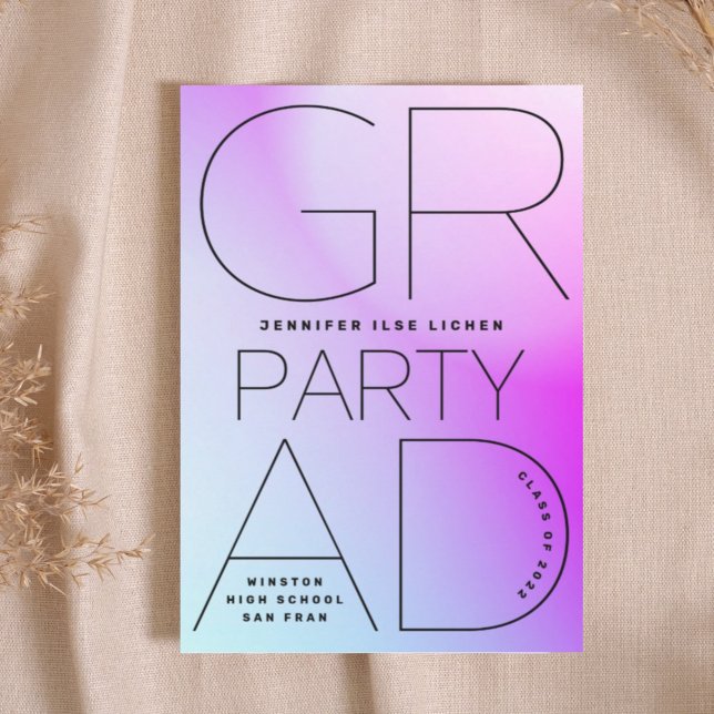 Den moderna minimala högskolan Grad Party Black Om Inbjudningar (Skapare uppladdad)