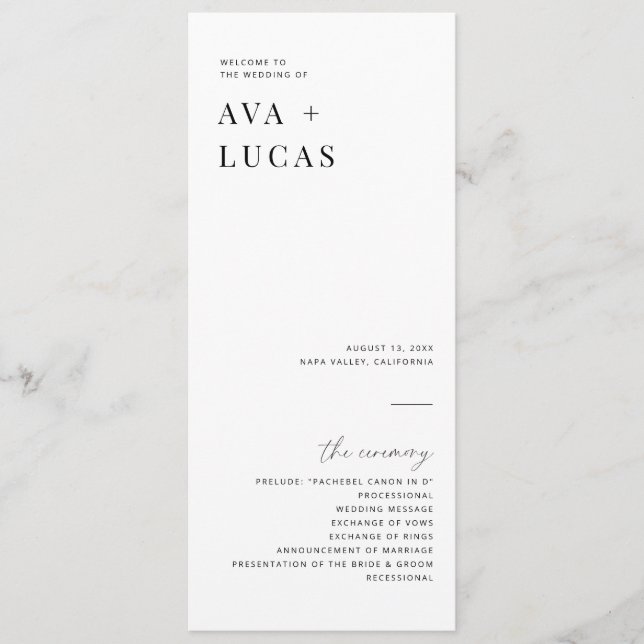 Den moderna minimala servicestorden i Bröllop Program (Framsida)