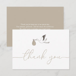 Den moderna minimala stork Baby Shower Tack Kort