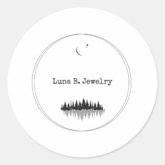 Den moderna minimala Svartvit-skogen Måne Runt Klistermärke