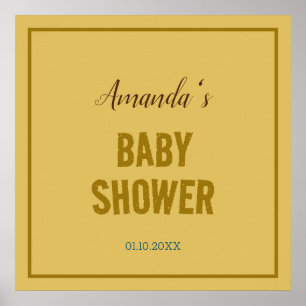 Den moderna minimalistbabyduschen Guld Färg Poster
