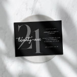 Den moderna minimalistiska 21:a födelsedagen inbjudningar<br><div class="desc">Modern 21:a födelsedag med enkel design med typografi av chic och elegant.</div>
