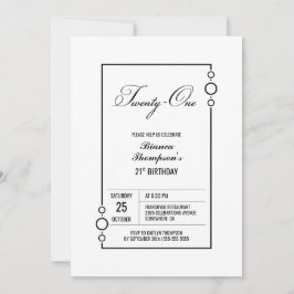Den moderna minimalistiska 21:a födelsedagen Party Inbjudningar