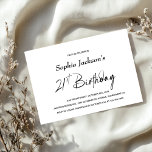 Den moderna minimalistiska 21:a födelsedagen Party Inbjudningar<br><div class="desc">Inbjudan dina vänner och kära med den här moderna 21-årsfestinbjudan. Anpassadet i den här inbjudan-mallen gör att du enkelt kan inkludera all information som behövs för din speciella födelsedagskalender, inklusive datum, tid, plats och OSA. Det finns en mängd olika pappra typer och stilar i hörnet för dina unika inbjudningar, tillsammans...</div>