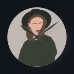 Den moderna minimalistiska Abstrakten Girl i Hat Rund Klocka<br><div class="desc">Originalillustration - perfekt för att dekorera ditt hem eller presentationen</div>