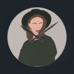 Den moderna minimalistiska Abstrakten Girl i Hat Rund Klocka<br><div class="desc">Originalillustration - perfekt för att dekorera ditt hem eller presentationen</div>