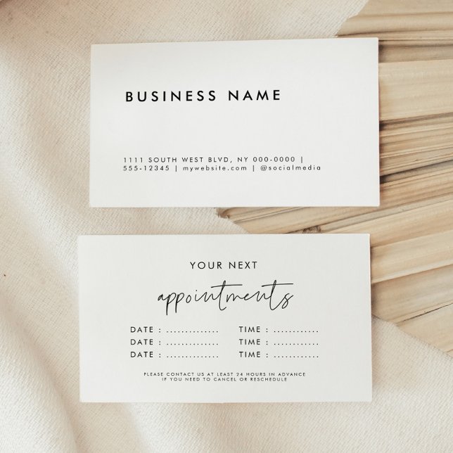 Den moderna minimalistiska affärsverksamheten mång tidsbeställning kort (Modern minimalist business multiple dates appointment card)
