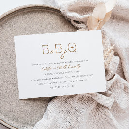 Den moderna minimalistiska babyduschen Baby-Q BBQ- Inbjudningar