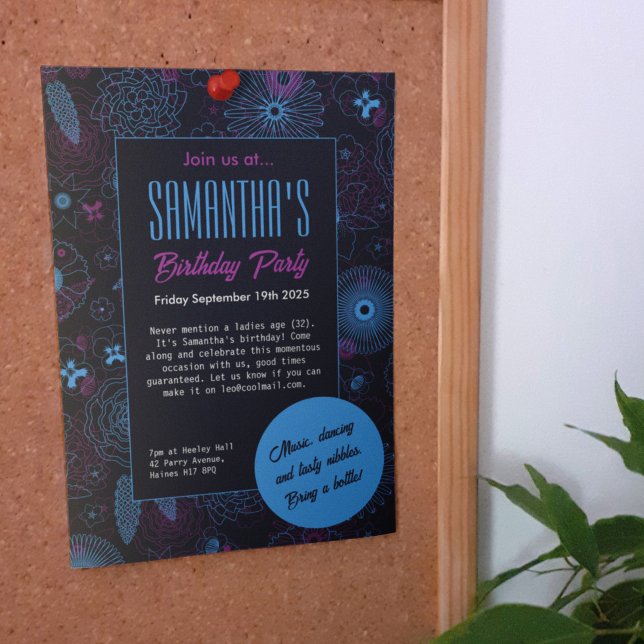 Den moderna minimalistiska Blommigten Blue & Lila  Inbjudningar (Skapare uppladdad)