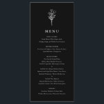 Den moderna minimalistiska Blommigten Bouquet Blac Meny<br><div class="desc">Menykort för anpassadets minimalistiska bröllop. Den har en svart,  modern blommigt buquet-konst. Anpassa genom att lägga till datum och måltider. Detta minimalistiska menykort för blommigt är perfekt för bröllop,  babyduschar,  möhippor,  födelsedagar och mycket annat.</div>