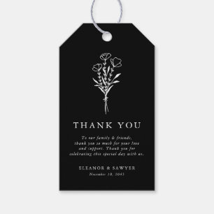 Den moderna minimalistiska Blommigten Bouquet Blac Presentetikett