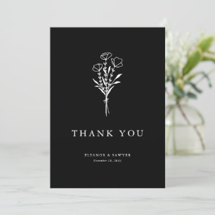 Den moderna minimalistiska Blommigten Bouquet Blac Tack Kort