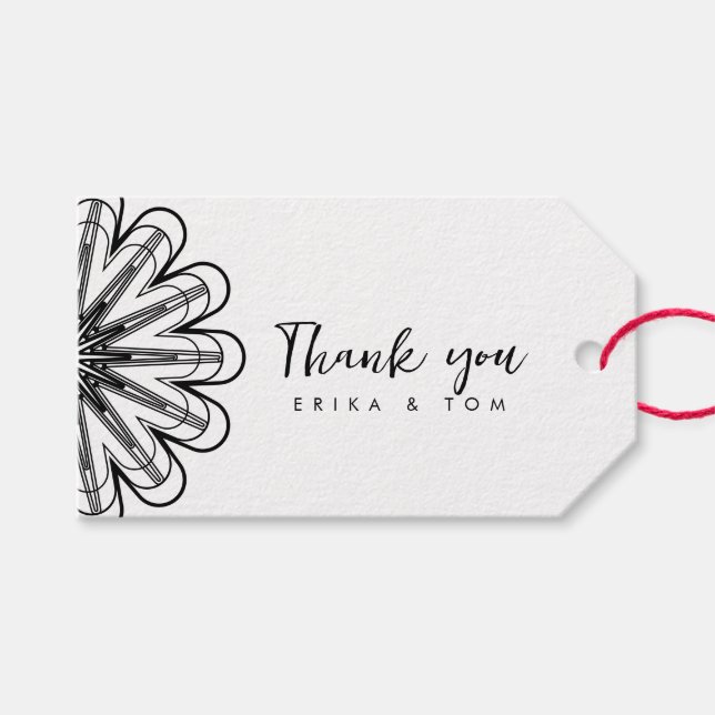 Den moderna minimalistiska blommigten tackar dig f presentetikett (Framsidan (Horisontell))