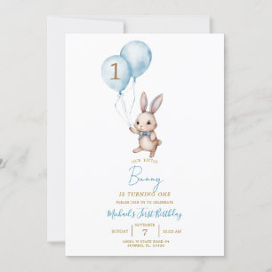 Den moderna minimalistiska Blue Bunny Påsk-Födelse Inbjudningar