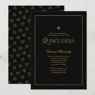 Den moderna minimalistiska Eleganten Black Guld Qu Inbjudningar