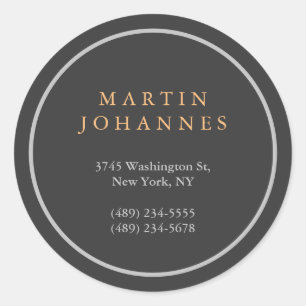 Den moderna minimalistiska Eleganten Grått Namn Ad Runt Klistermärke