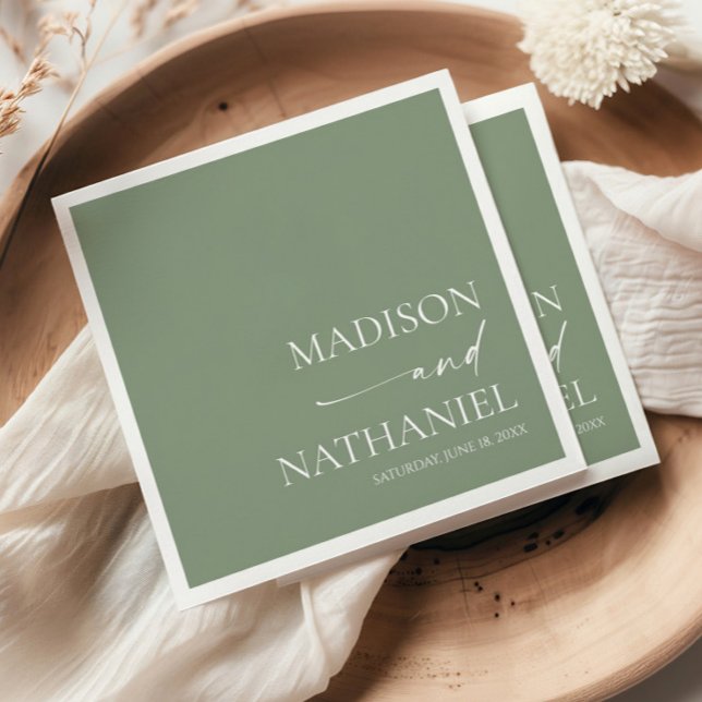 Den moderna minimalistiska Eleganten Sage Grönt Br Pappersservett (Skapare uppladdad)