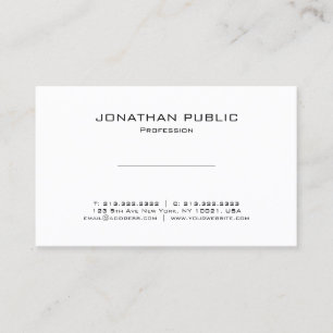 Den moderna minimalistiska Eleganten White Plain P Visitkort