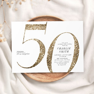 Den moderna minimalistiska faux guld glitter 50-år inbjudningar
