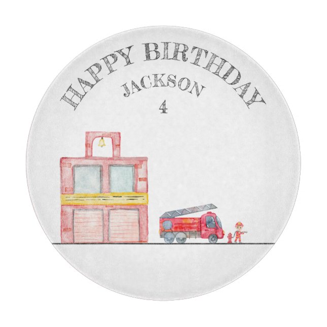 Den moderna minimalistiska Fireman-födelsedagsfest (Framsidan)