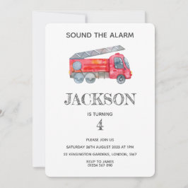 Den moderna minimalistiska Fireman-födelsedagsfest Inbjudningar