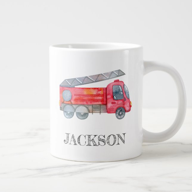 Den moderna minimalistiska Fireman-födelsedagsfest Jumbo Mugg (Höger)