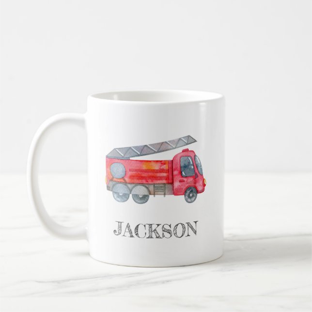 Den moderna minimalistiska Fireman-födelsedagsfest Kaffemugg (Vänster)