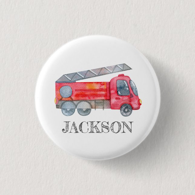 Den moderna minimalistiska Fireman-födelsedagsfest Knapp (Framsida)