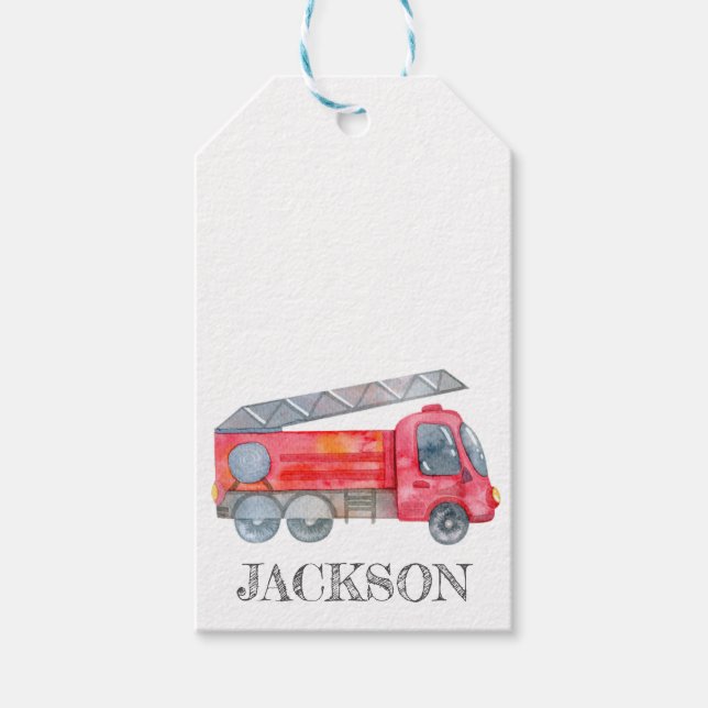 Den moderna minimalistiska Fireman-födelsedagsfest Presentetikett (Framsidan)