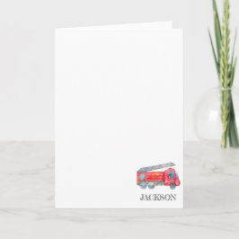 Den moderna minimalistiska Fireman-födelsedagsfest Tack Kort