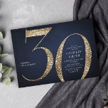 Den moderna minimalistiska flottan guld glitter 30 inbjudningar<br><div class="desc">Modern minimalistisk inbjudan från 30års födelsedag-partiet har snyggt faux glitter nummer 30 och dina party-uppgifter i klassiskt serif-teckensnitt på marinblå bakgrund,  enkel och elegant,  underbar delårsdag för vuxen. guld kan ändras till valfri färg.</div>