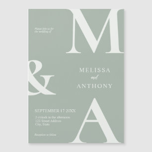 Den moderna minimalistiska Grönten Bröllop Magnetisk Inbjudningskort