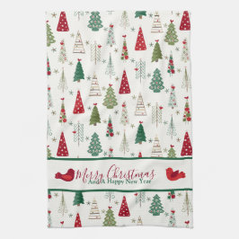 Den moderna, minimalistiska Grönten Julgran Mönste Kökshandduk