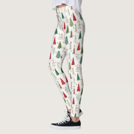 Den moderna, minimalistiska Grönten Julgran Mönste Leggings