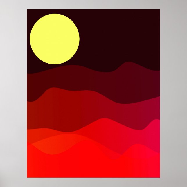 Den moderna, minimalistiska konsten Måne i bergstr Poster (Framsidan)