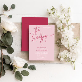 Den moderna minimalistiska Magentan Red och Rosa B Inbjudningar