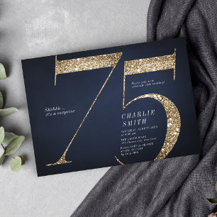 Den moderna minimalistiska marinen guld glitter 75 inbjudningar