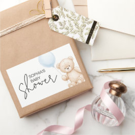 Den moderna minimalistiska Nallen Baby Shower Part Rektangulärt Klistermärke