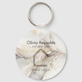 Den moderna minimalistiska Neutralten Marble Struk Nyckelring