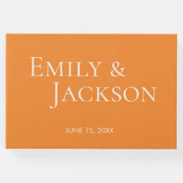 Den moderna minimalistiska Orangen White Bröllop Gästböcker