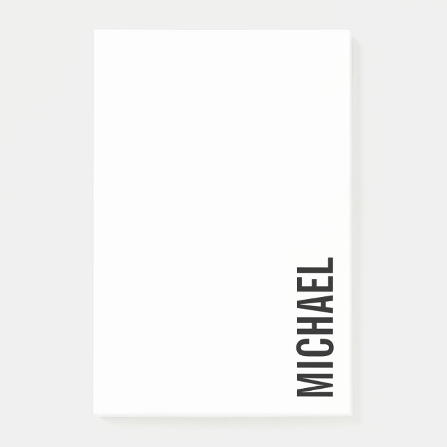 Den moderna minimalistiska Personligen Namn Post-it Block (Framsida)