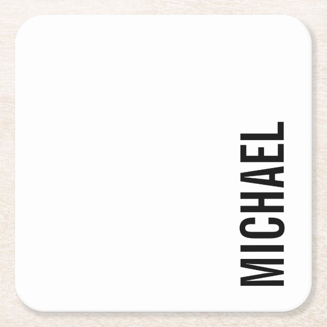 Den moderna minimalistiska Personligen Namn Underlägg Papper Kvadrat (Framsidan)