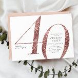 Den moderna minimalistiska ro-guld-glitter-fyraårs inbjudningar<br><div class="desc">Den moderna minimalistiska 40-årsfestinbjudan innehåller snyggt faux ro guld glitter 40 och dina party-detaljer i klassiskt serif-teckensnitt och charkol färg,  enkel och elegant,  underbar vuxen-delårsinbjudan. Bakgrunden färg kan ändras till valfri färg.</div>
